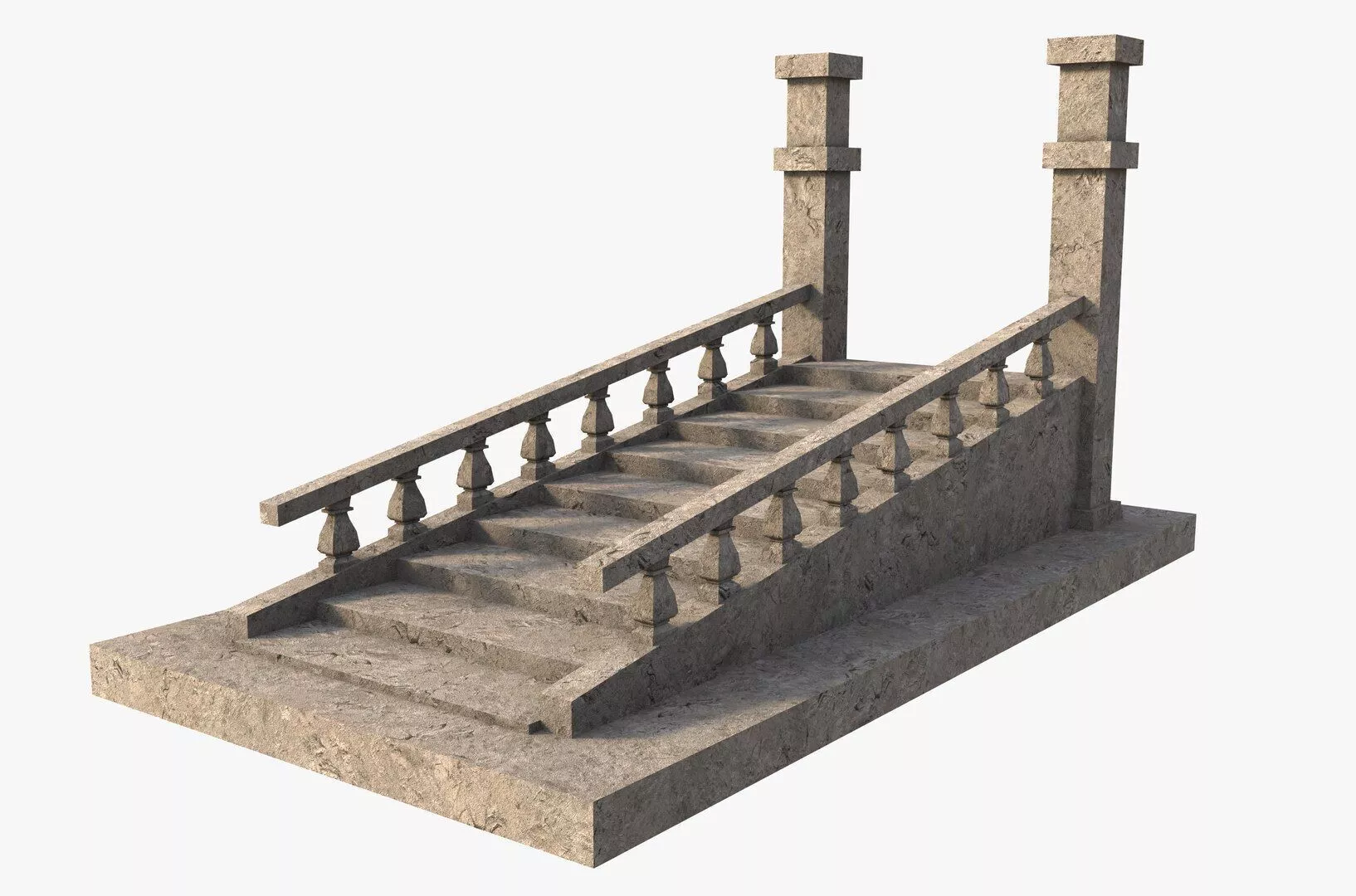 Stone Ramp Stairs Free 3D model