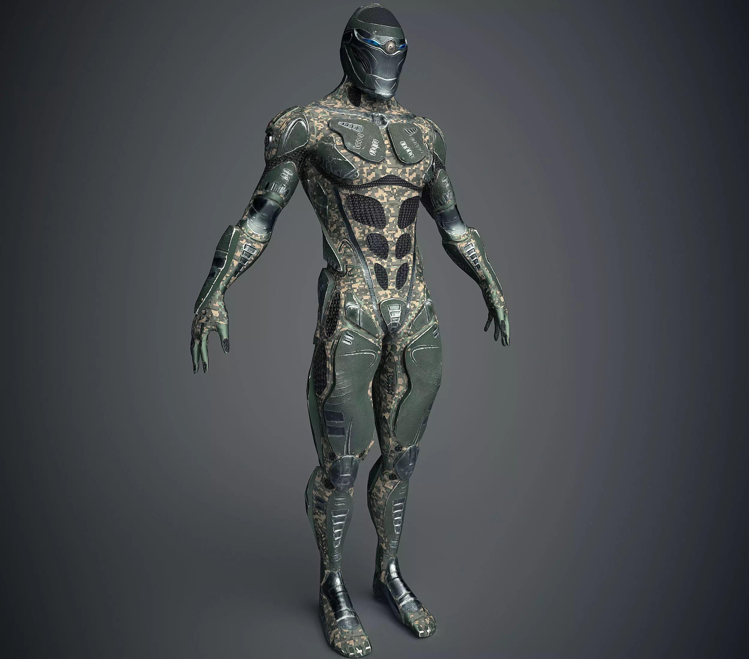 Future Warrior PBR Low-poly 3D model_0