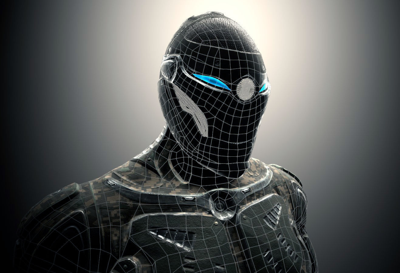 Future Warrior PBR Low-poly 3D model_11