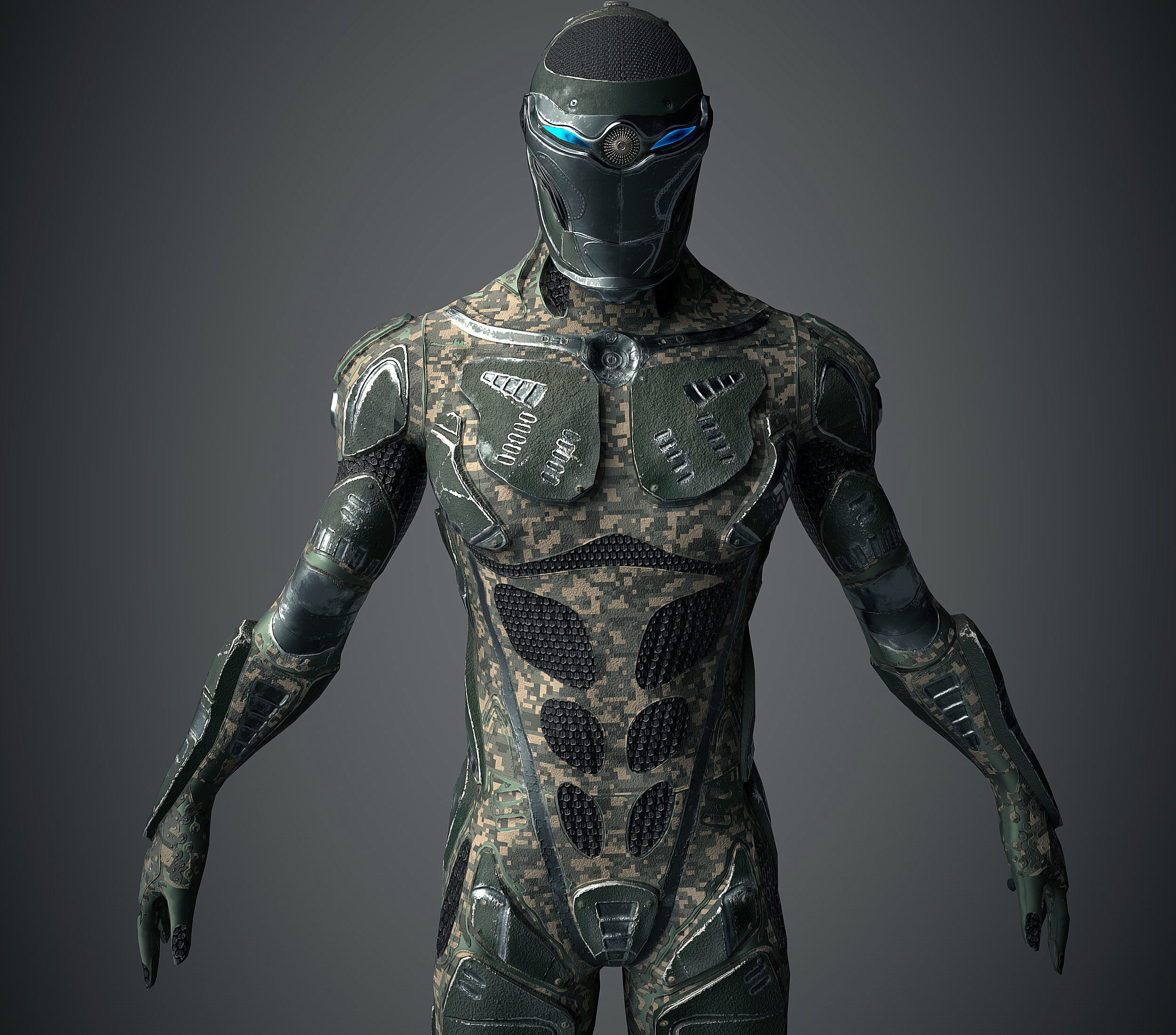 Future Warrior PBR Low-poly 3D model_1