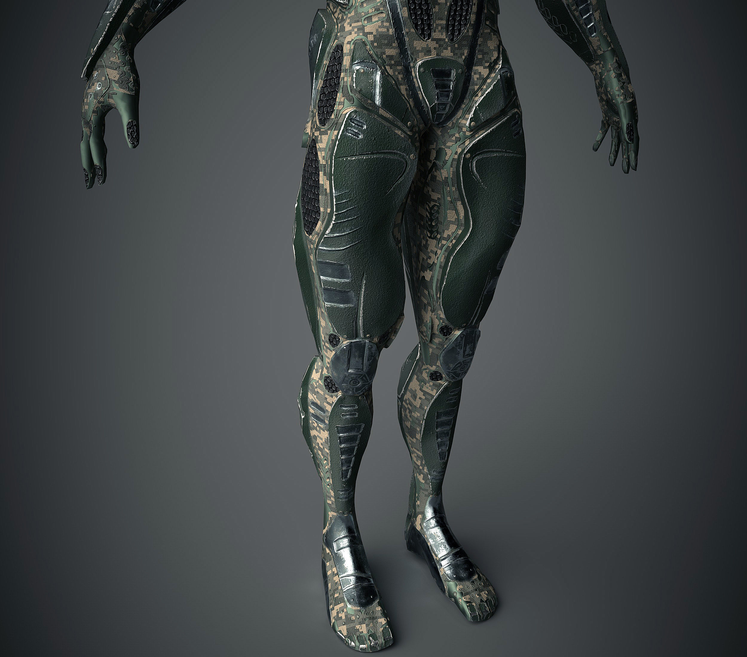 Future Warrior PBR Low-poly 3D model_7