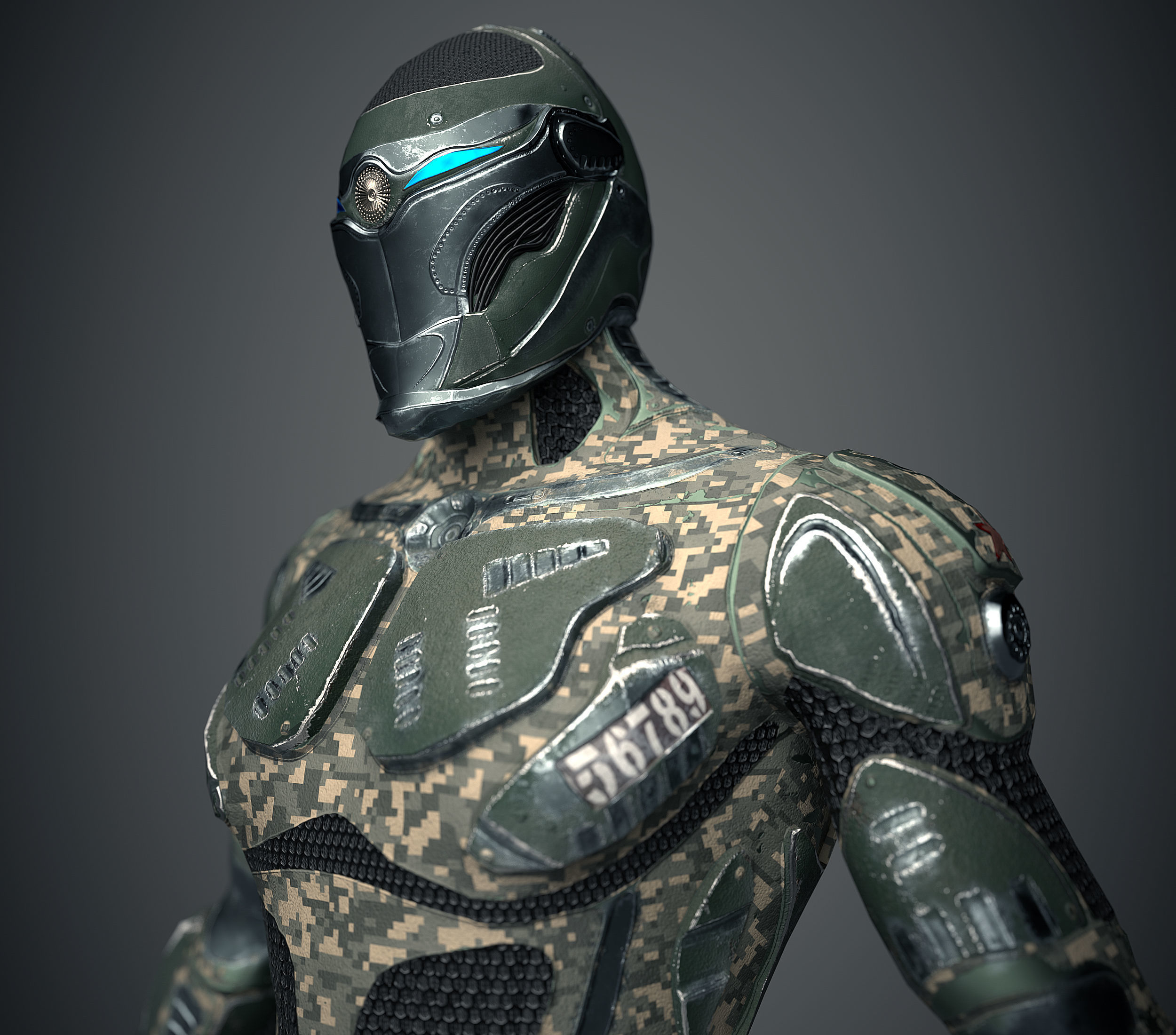 Future Warrior PBR Low-poly 3D model_2