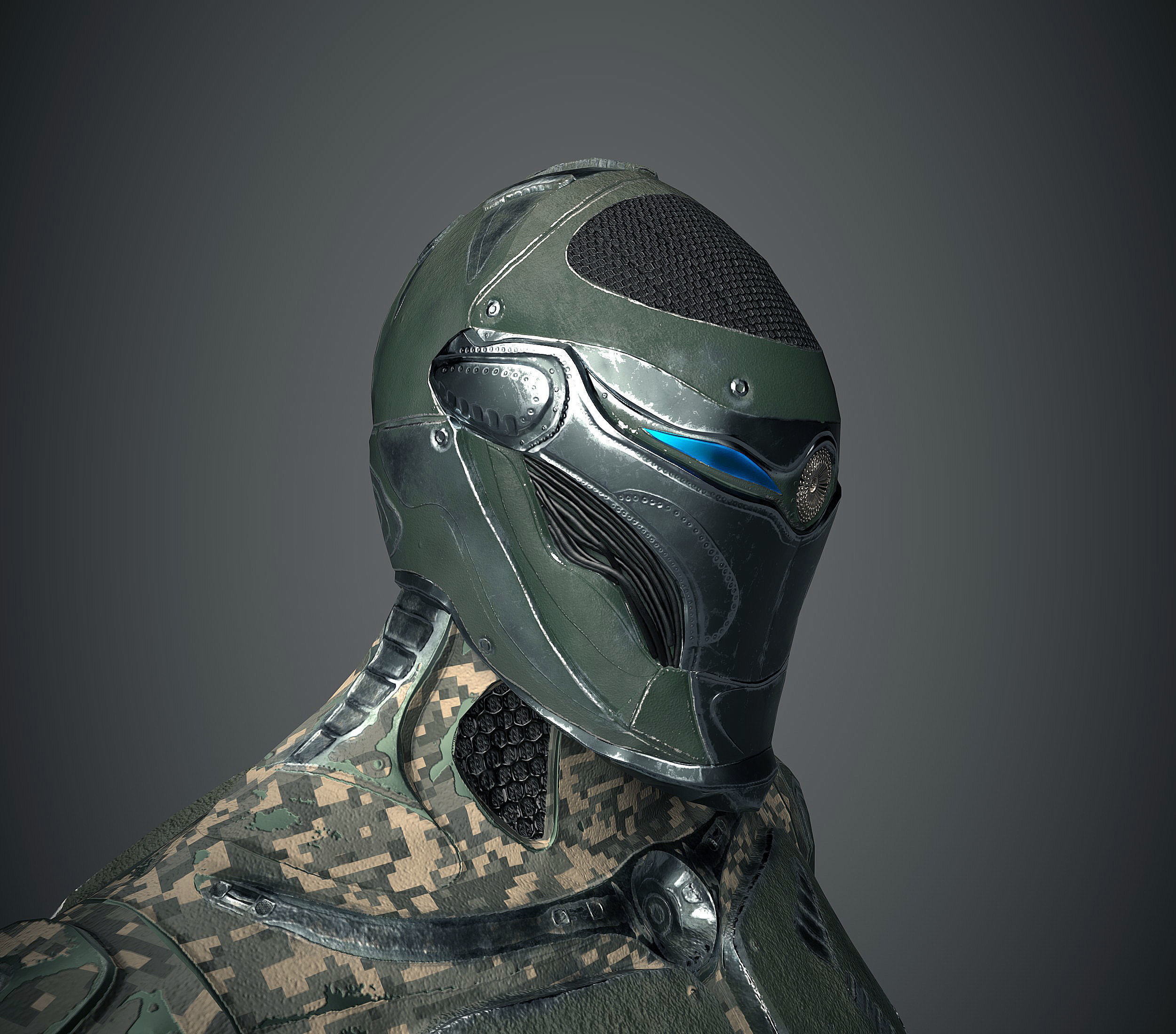 Future Warrior PBR Low-poly 3D model_3