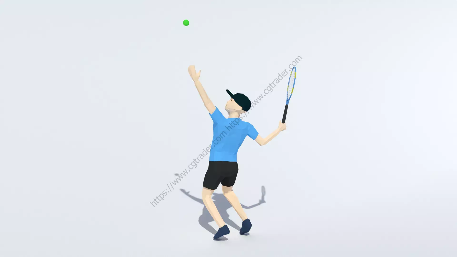 Low Poly Kid Playing Tennis Free 3D model
