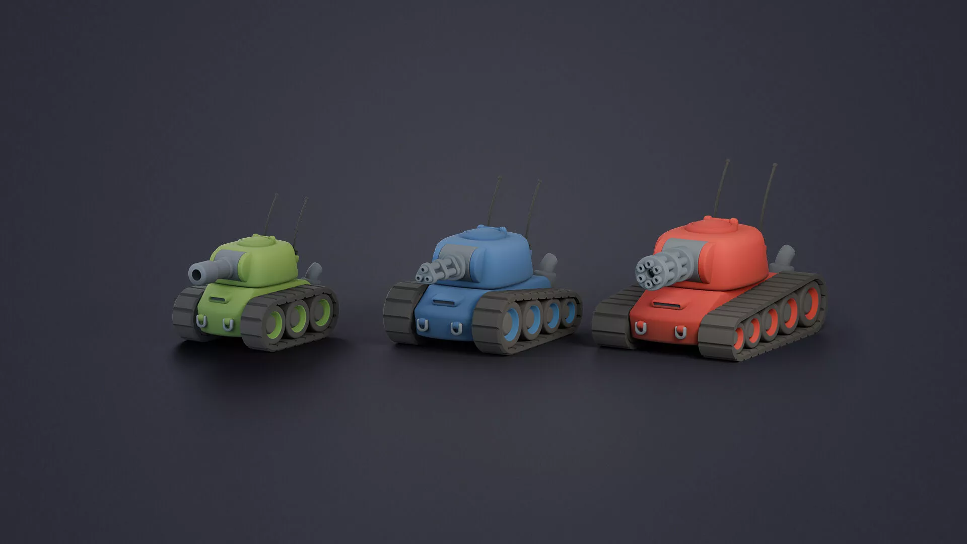 Modular Stylized Tank Low-poly 3D model