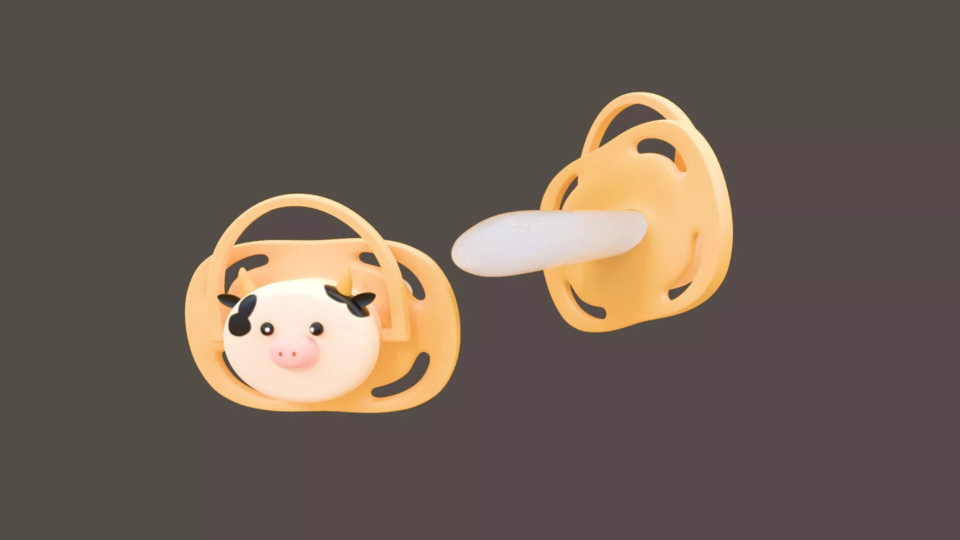 Cute Cow Baby Pacifier Low-poly 3D model