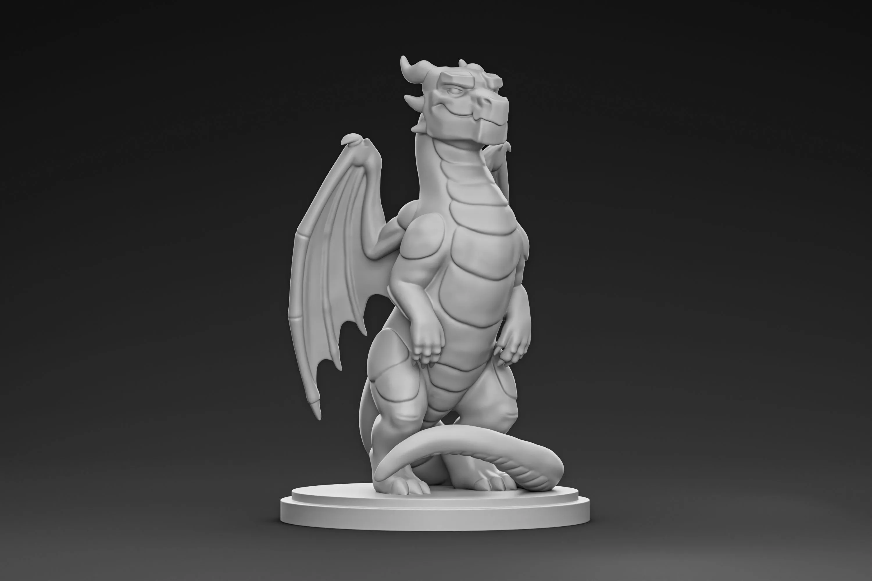 Stylized Standing Dragon Statue 3D print model