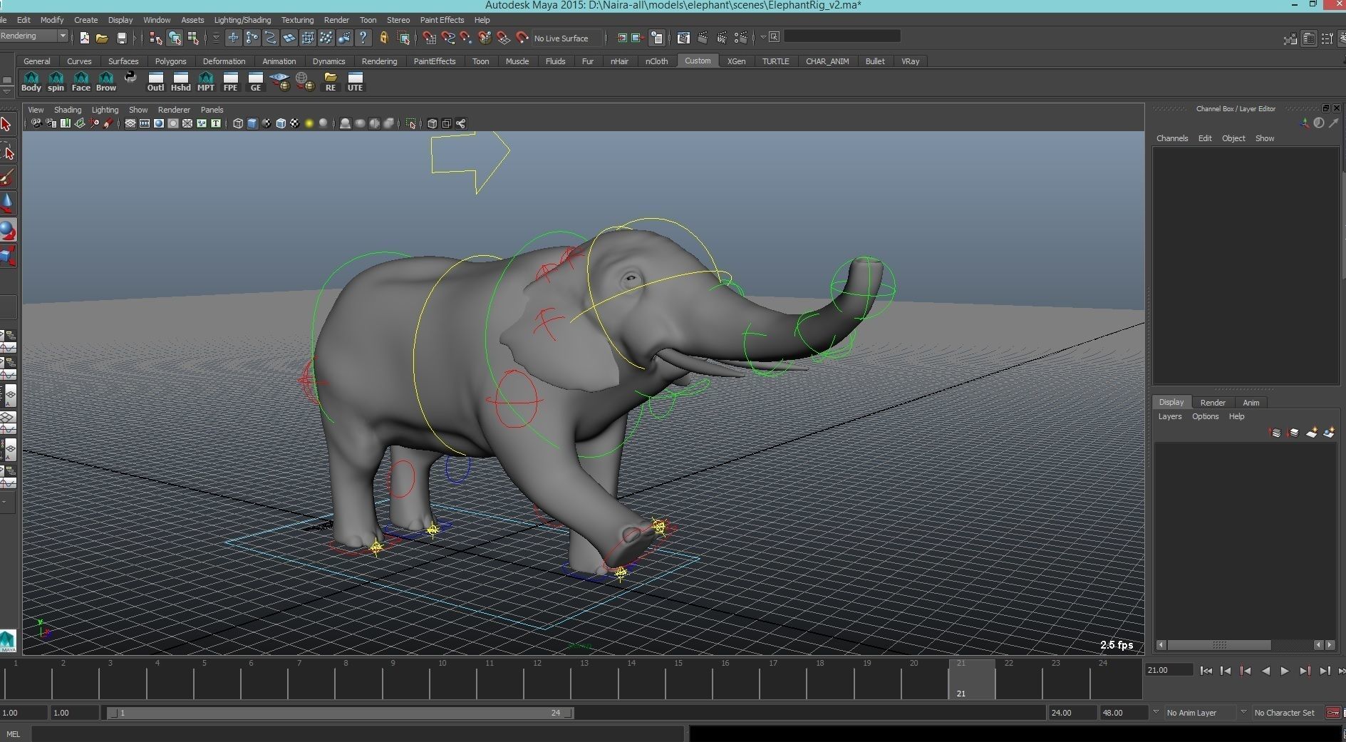 elephant rig 3D model_1