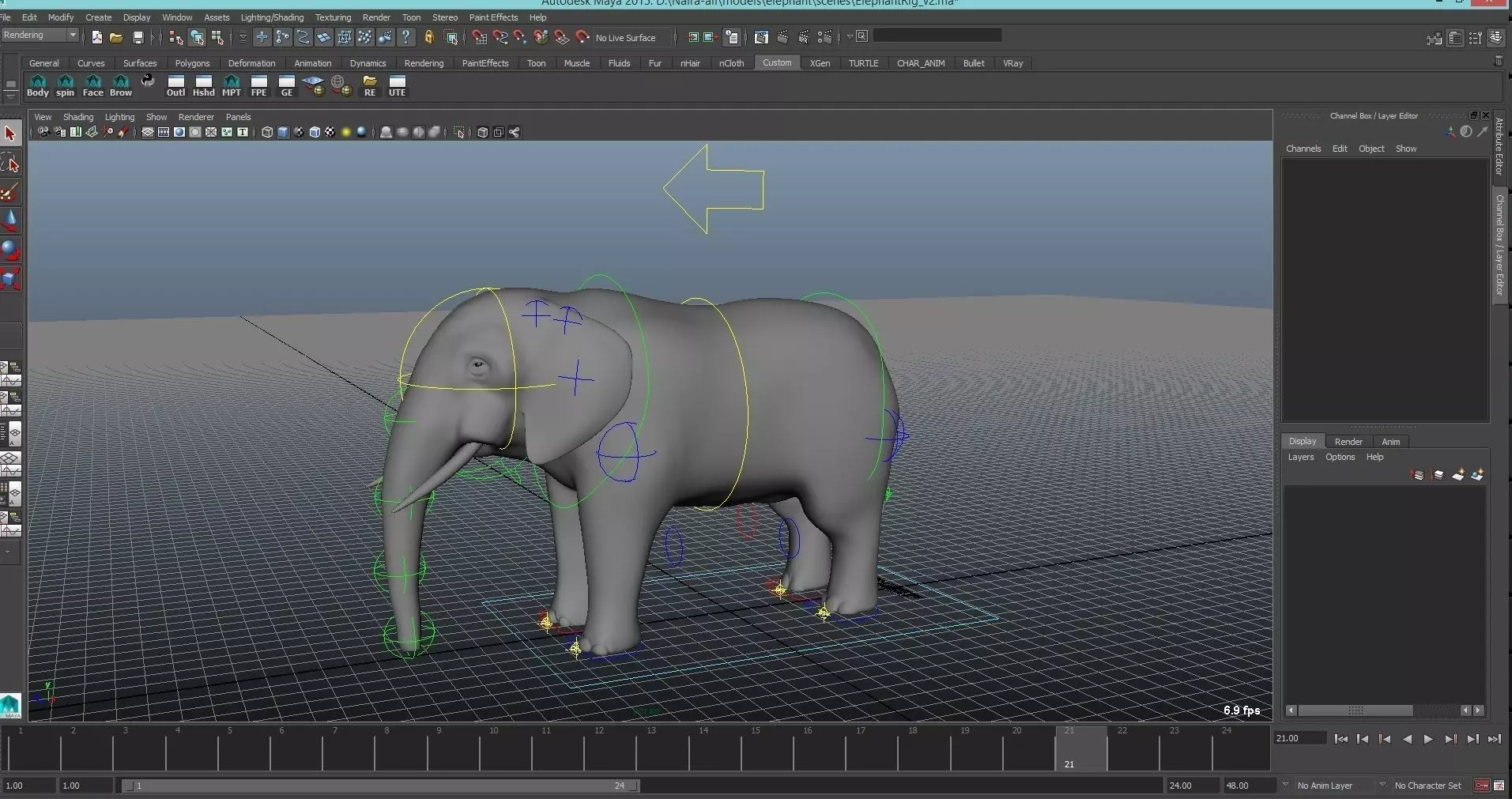 elephant rig 3D model_0