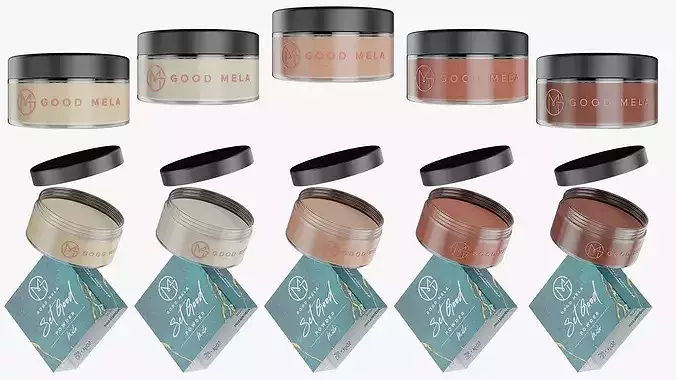 Makeup Powder Jar Packaging 3D model 2