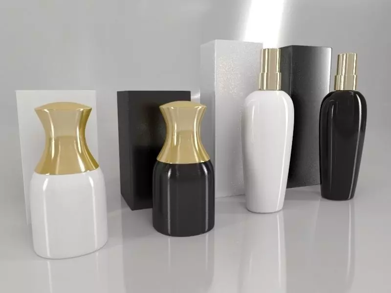 4 Luxury Bottle and Box - Pack 02 - 3D model_0