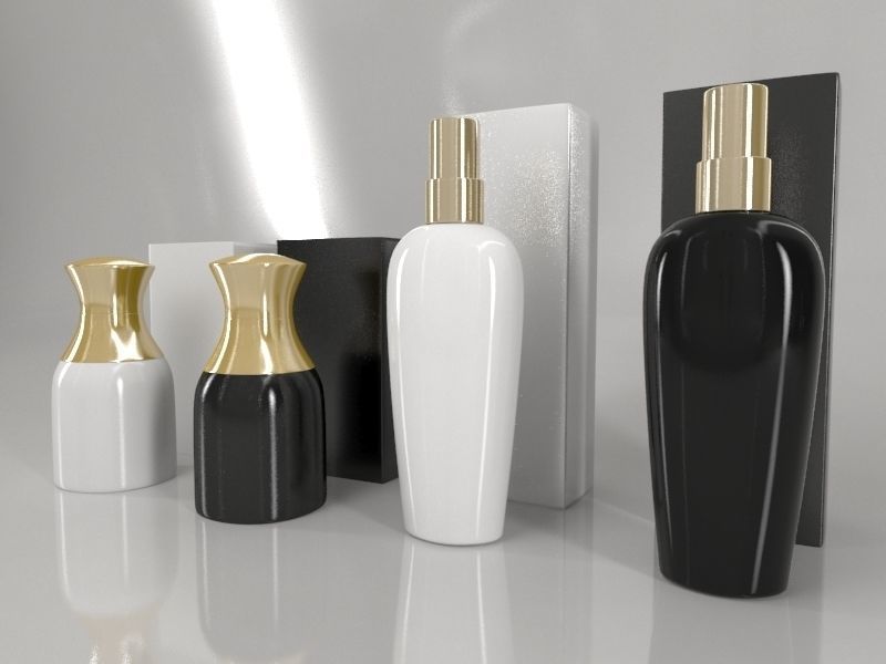 4 Luxury Bottle and Box - Pack 02 - 3D model_2