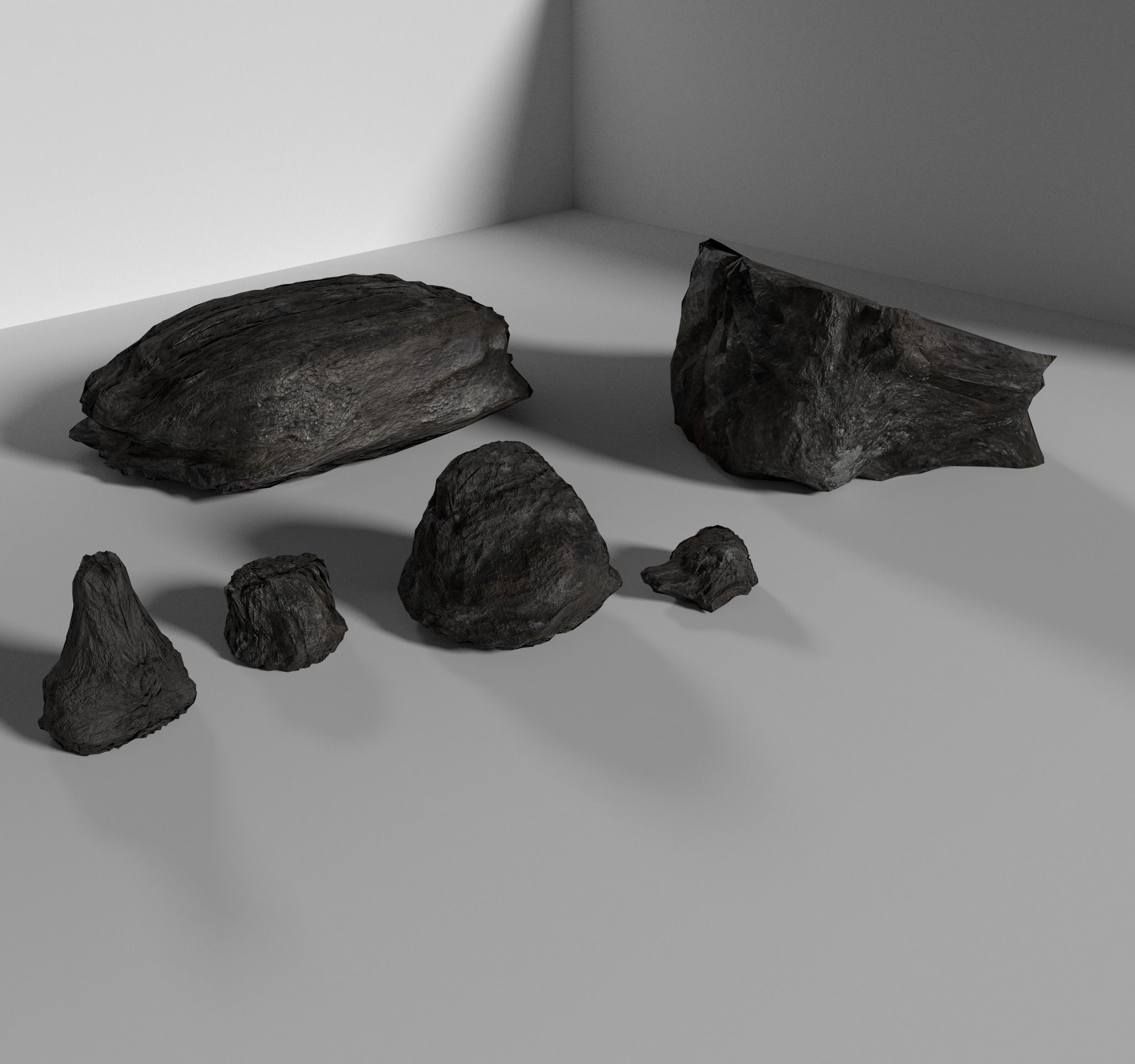 Realistic Hand Made Rocks and Ores Pack 4k Textures Low Poly Low-poly 3D model_6