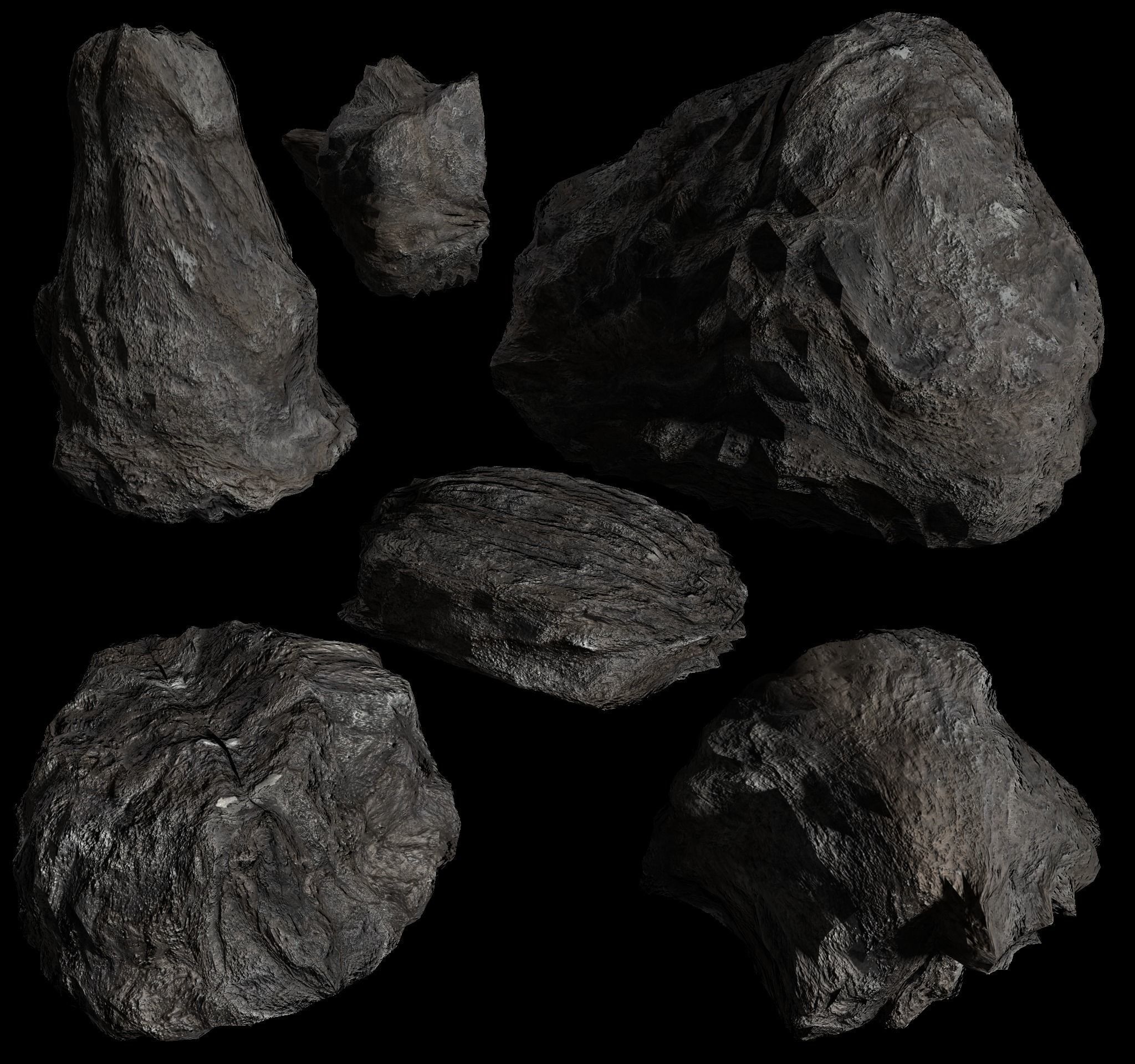 Realistic Hand Made Rocks and Ores Pack 4k Textures Low Poly Low-poly 3D model_4
