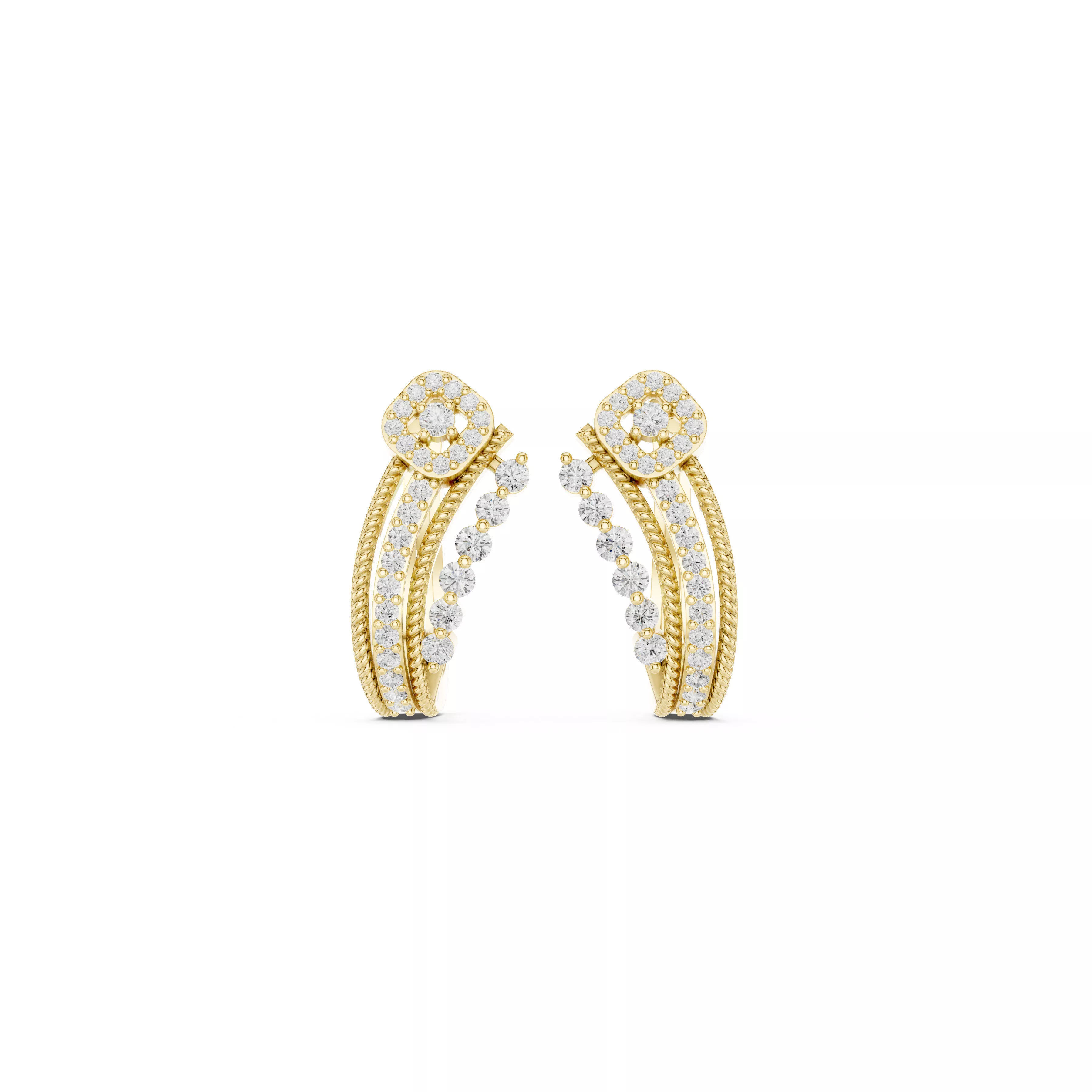 Jewelry Floral Diamond Open Hoop Earrings CAD Hoops 3D print model