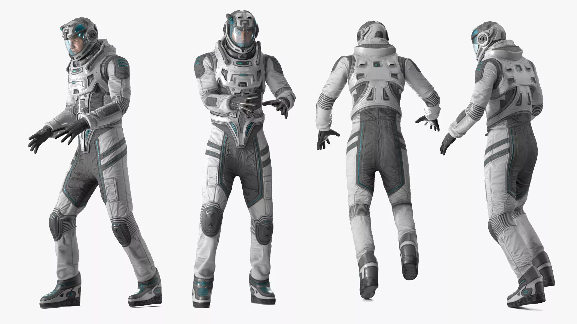 Futuristic Astronaut with Transparent Visor Rigged for Maya 3D model