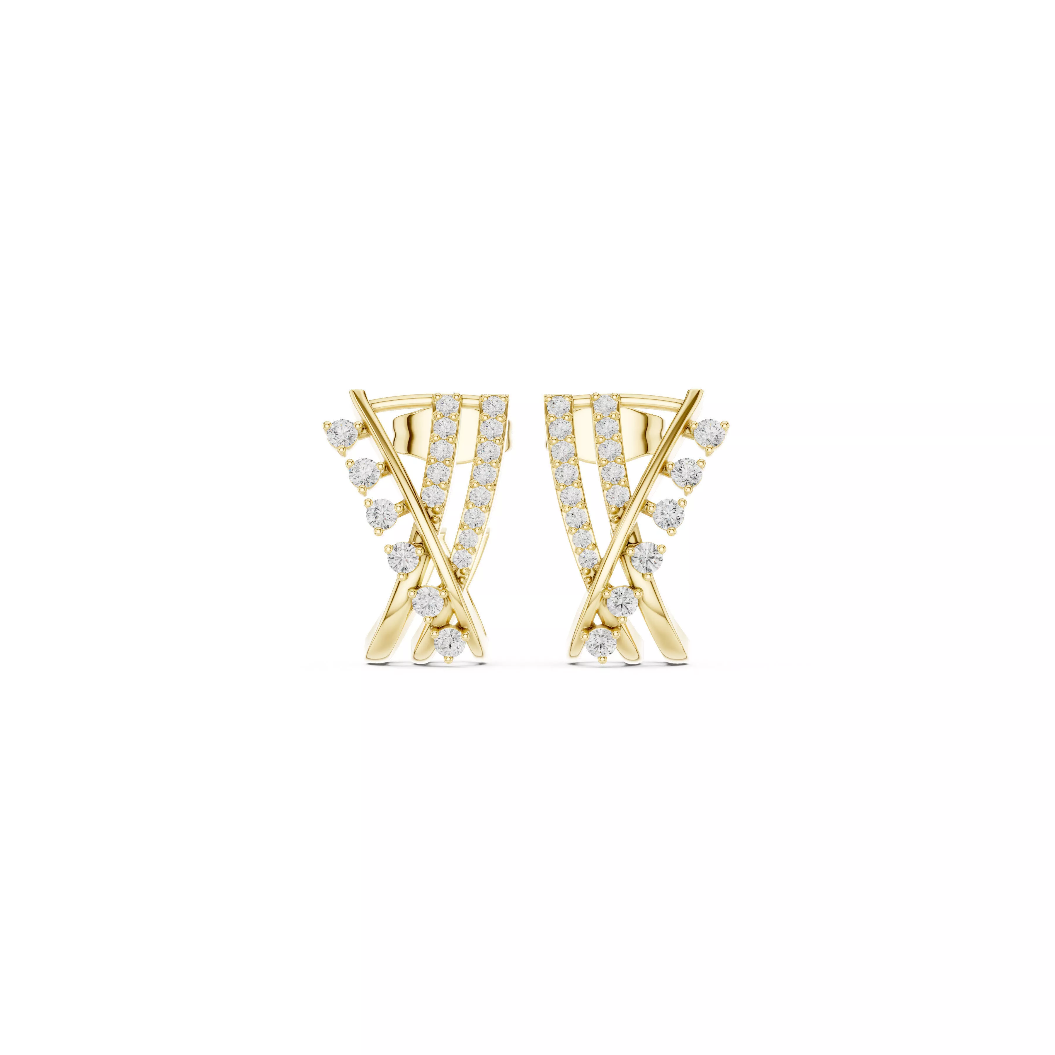 Modern Criss-Cross Diamond Stud Earrings CAD Studs 3D print model
