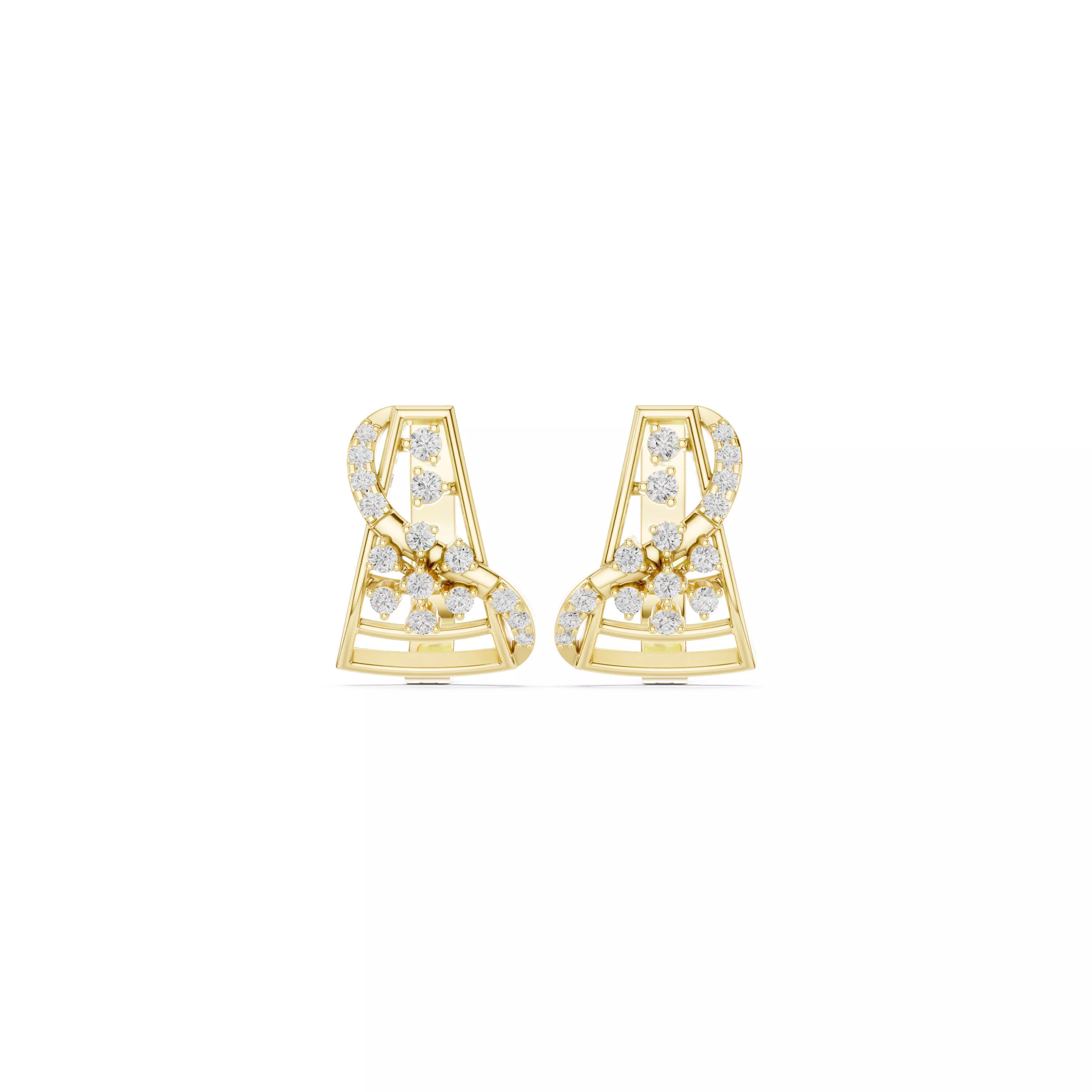 Jewelry Floral Swirl Diamond Stud Earrings CAD Studs 3D print model