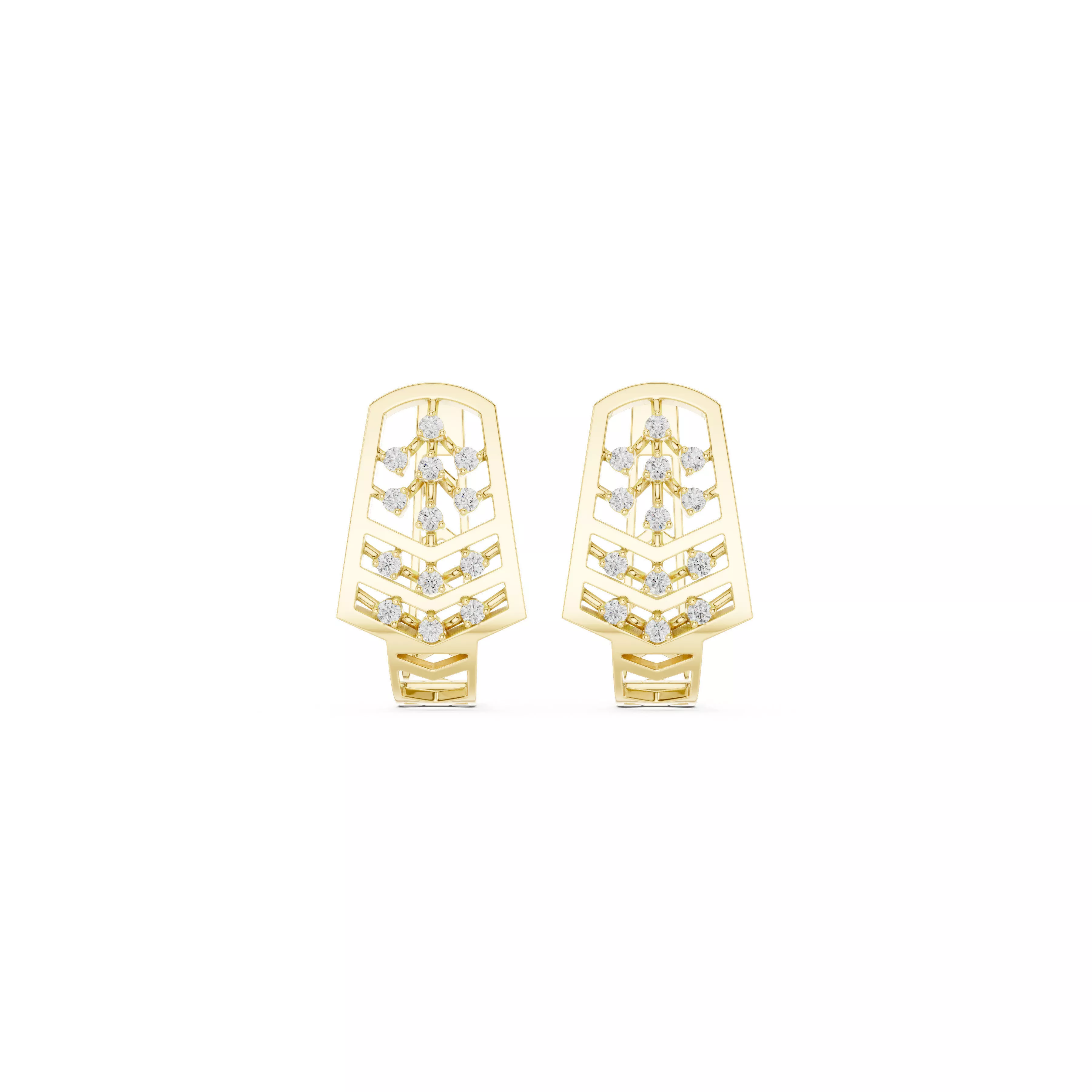 Geometric Diamond Openwork Stud Earrings CAD Studs 3D print model