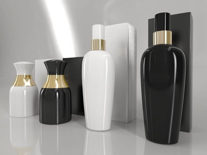 4 Luxury Bottle and Box - Pack 03 - 3D model_2