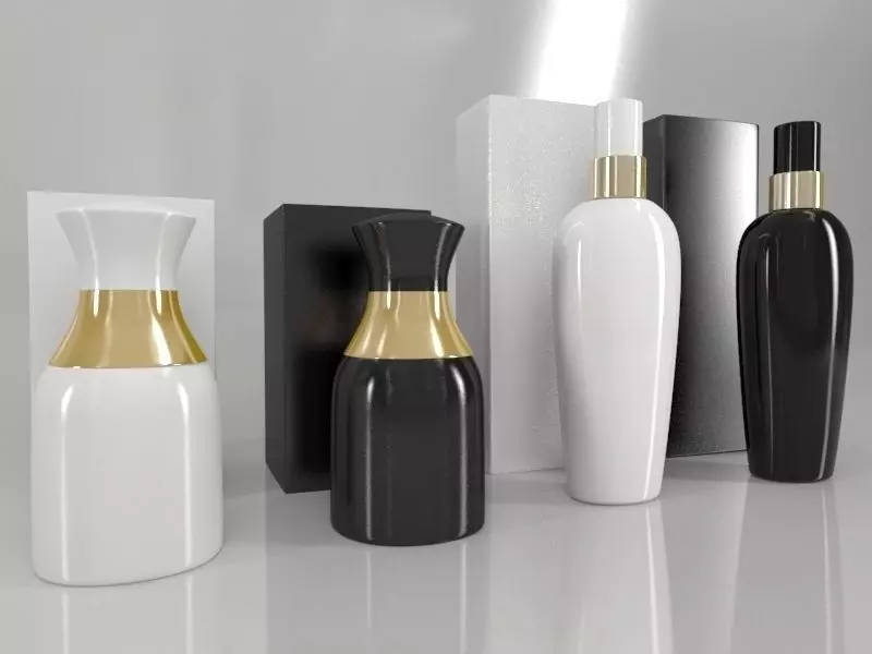 4 Luxury Bottle and Box - Pack 03 - 3D model_0