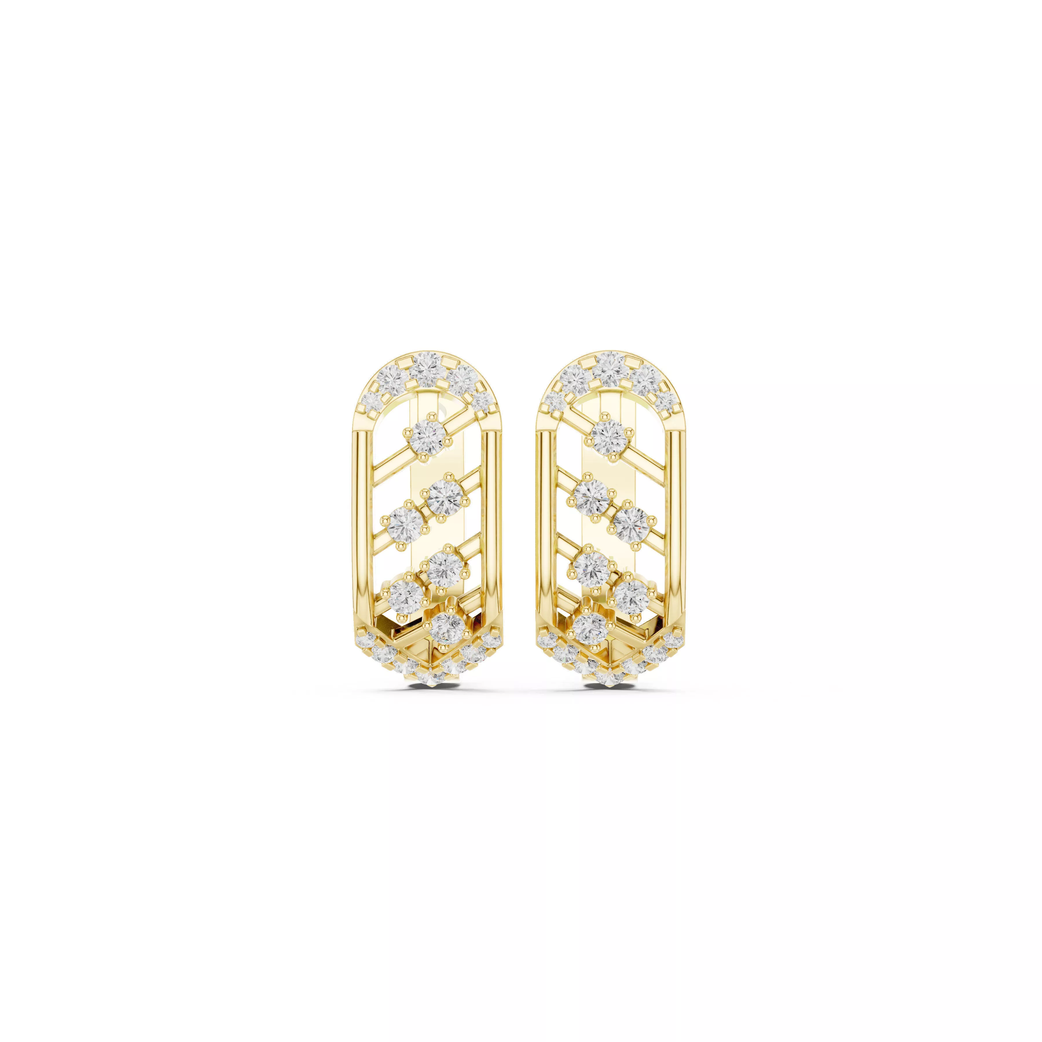 Art Deco Oval Diamond Openwork Stud Earrings CAD Studs 3D print model