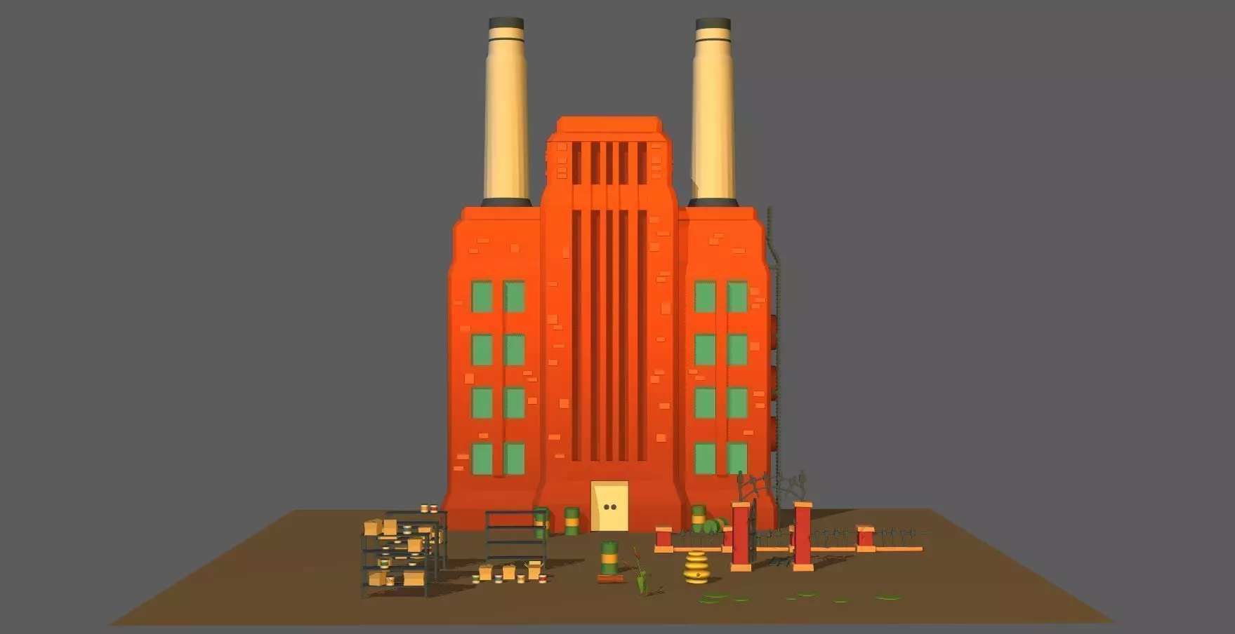Cartoon Low-Poly Factory Area Pack Low-poly 3D model_0