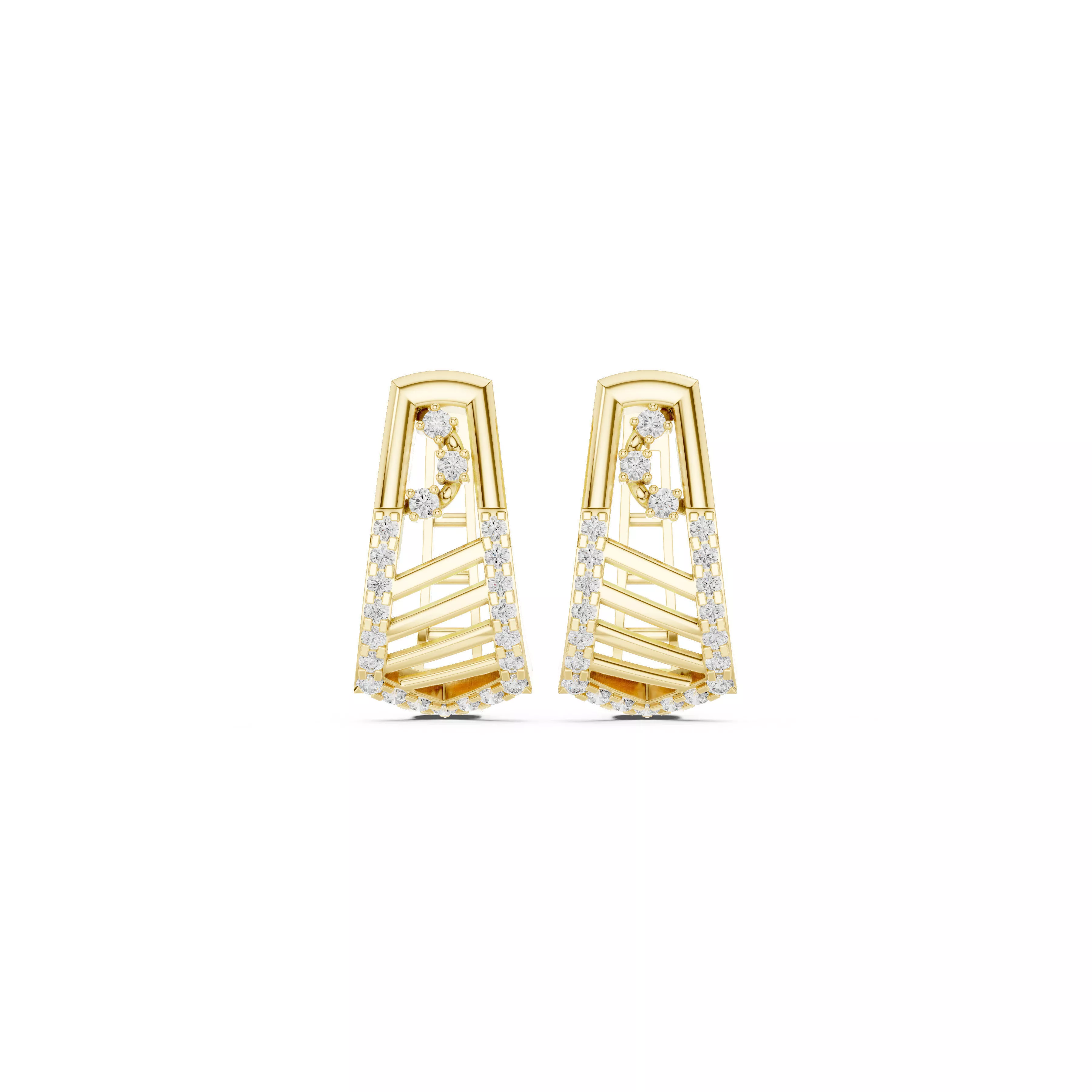 Contemporary Tapered Diamond Openwork Stud Earrings CAD Studs 3D print model