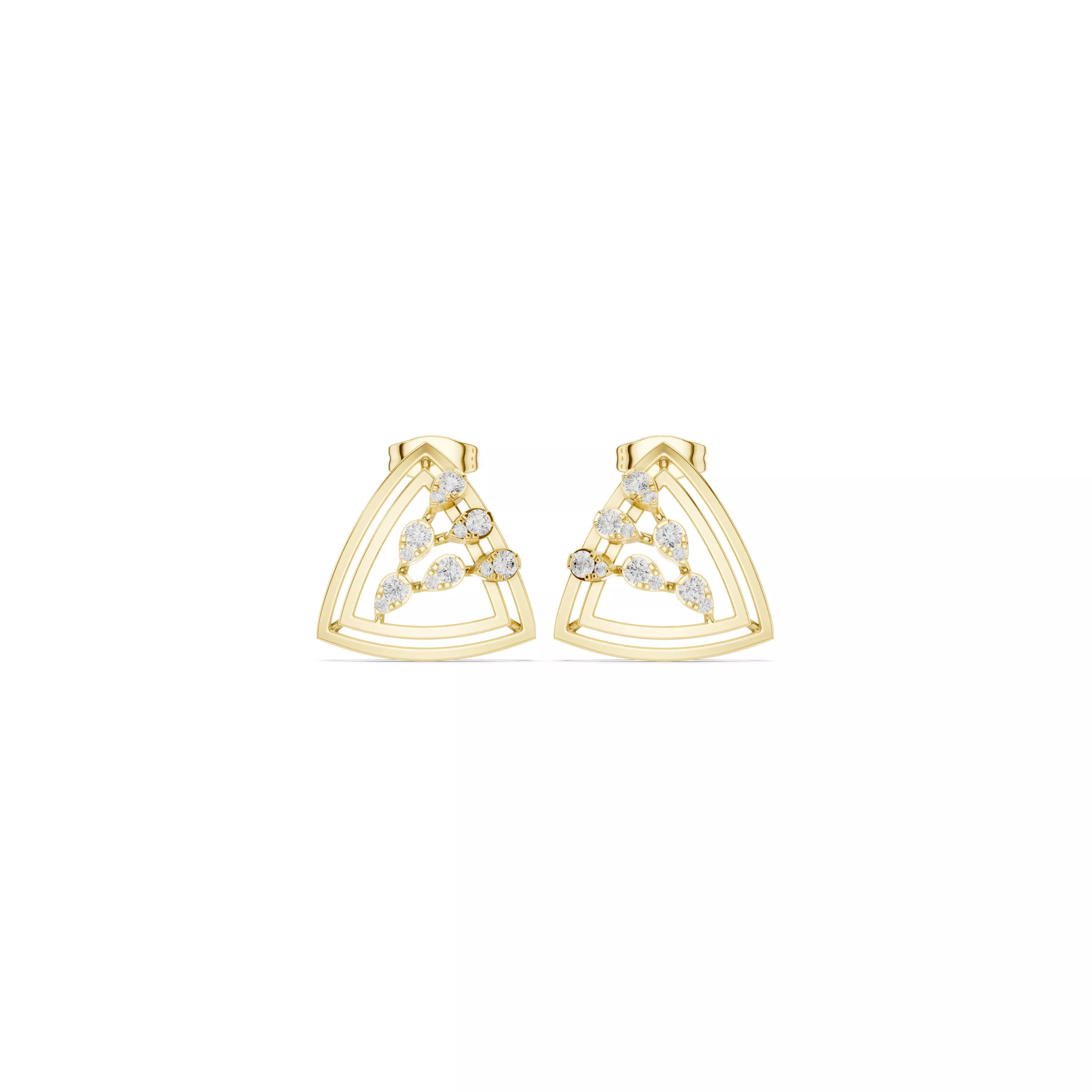 Trinity Triangle Diamond Stud Earrings CAD 3D print model