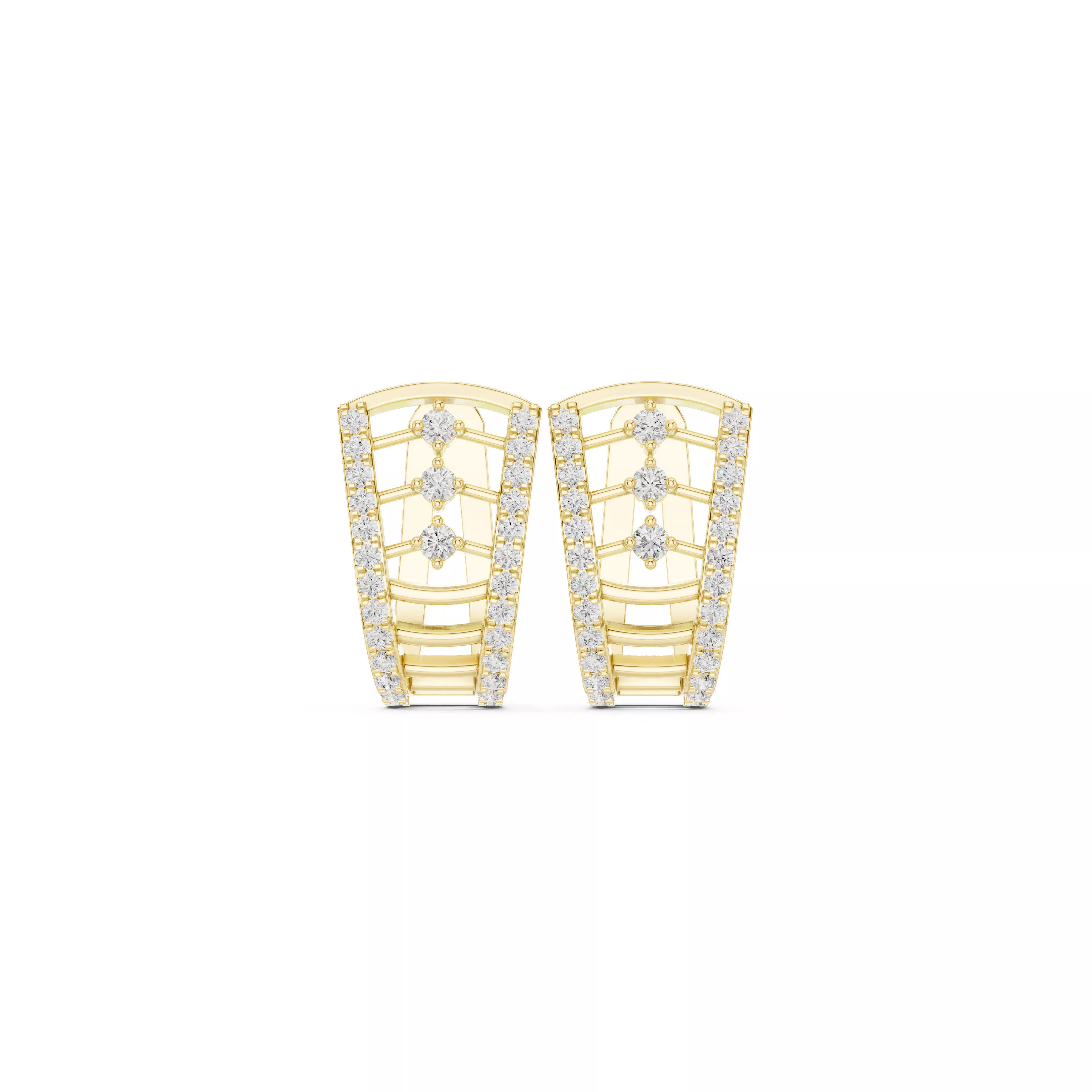 Openwork Diamond Stud Earrings CAD 3D print model