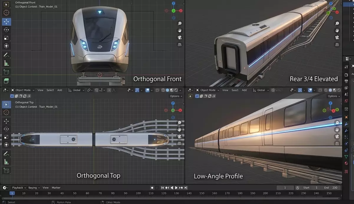 Futuristic SciFi High-Speed Train 3D Model 3D model