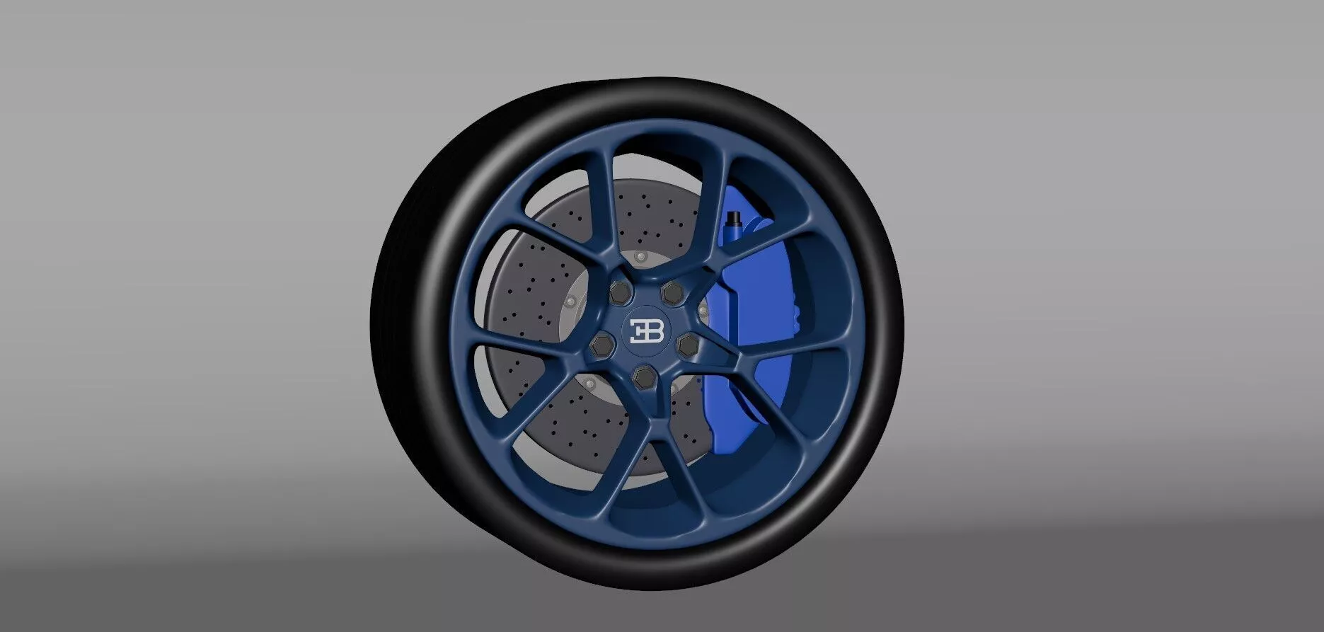 Bugatti Style Wheel High Poly 3D model