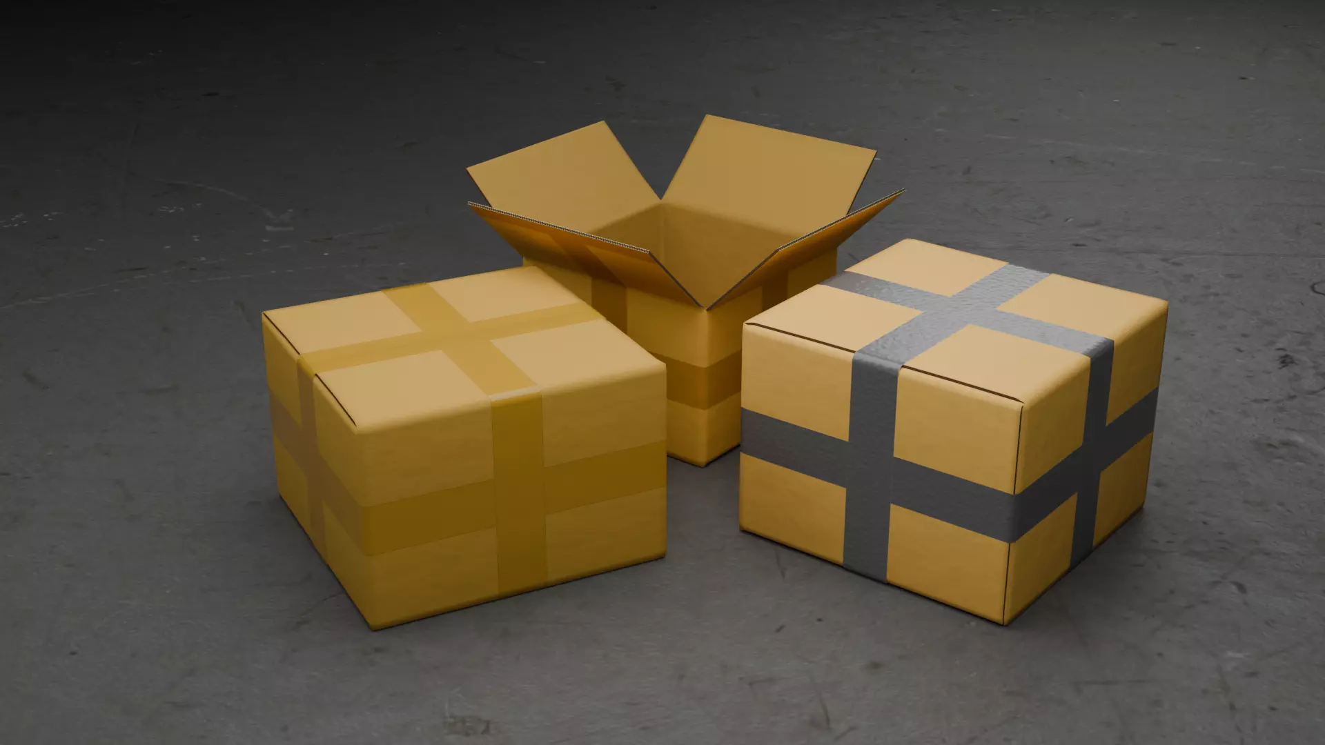 Cardboard Box Asset Pack 3D model