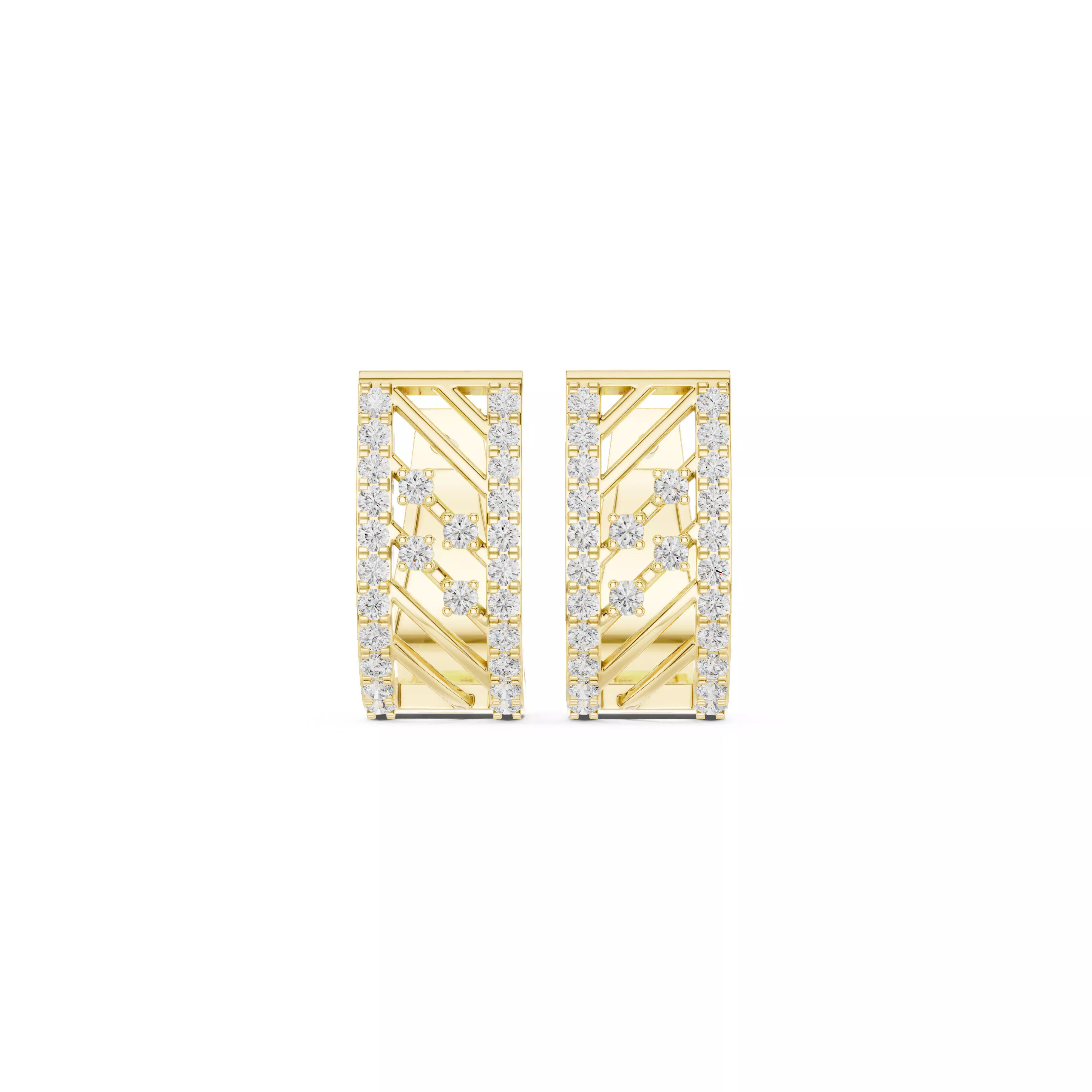 Geometric Diamond Openwork Stud Earrings CAD 3D print model