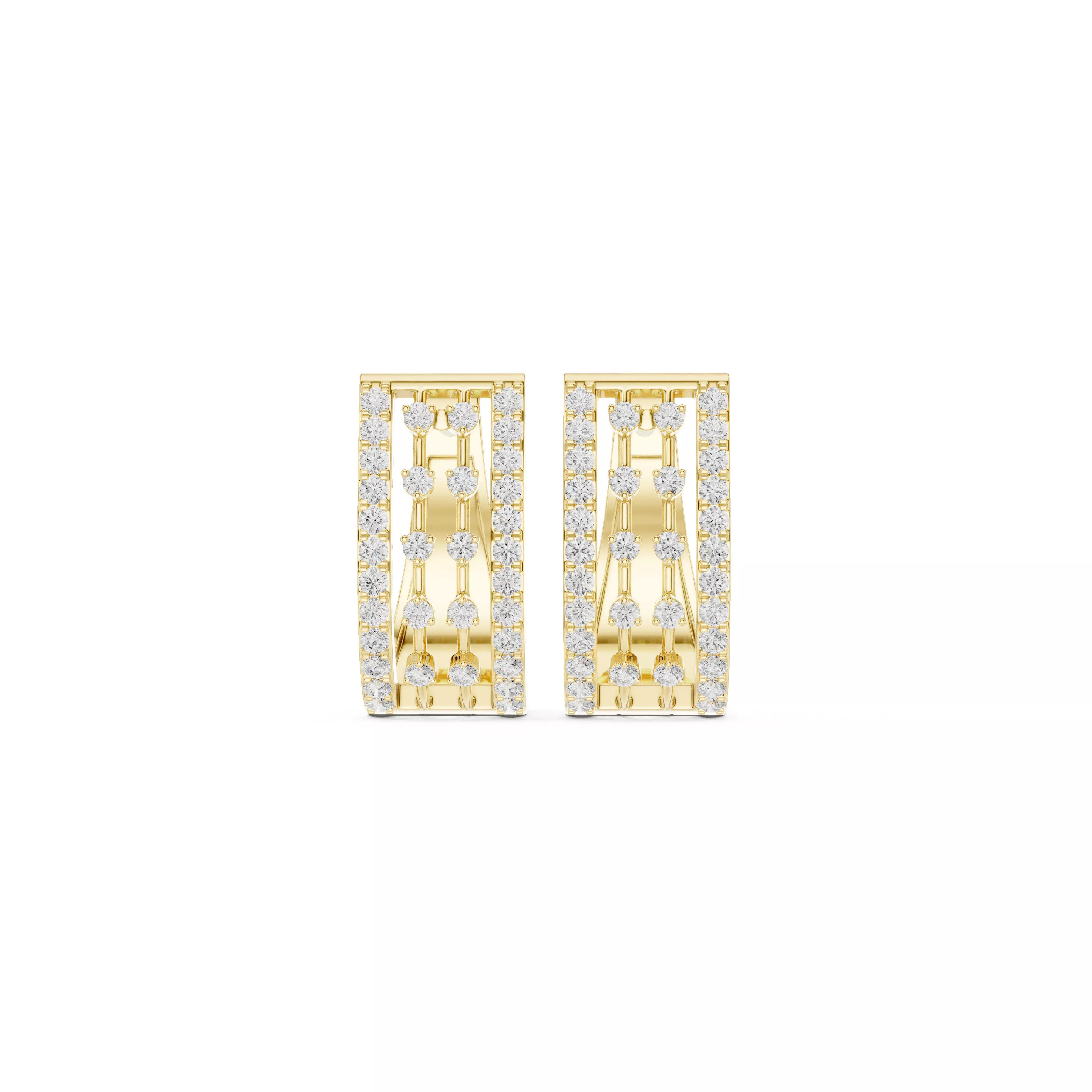 Diamond Open Frame Bar Stud Earrings CAD Studs 3D print model