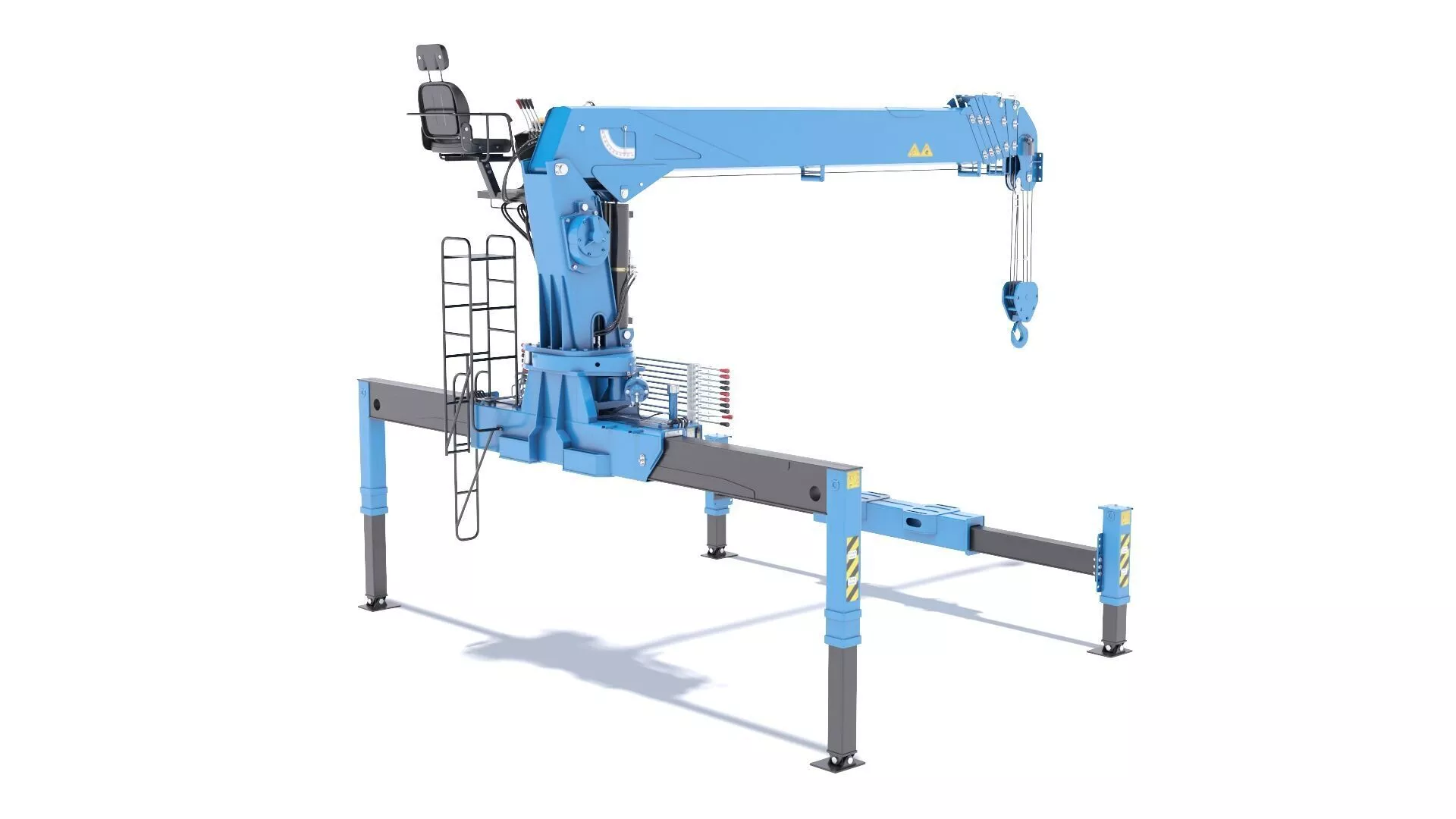 Mobile Crane with Operator Seat Rigged for Cinema 4D 3D model