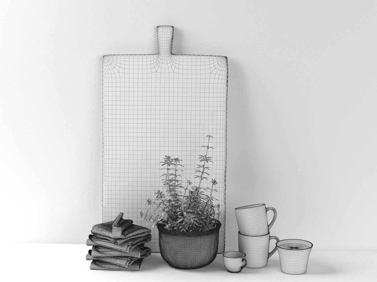 Scandinavian Kitchen Set 3D model_1