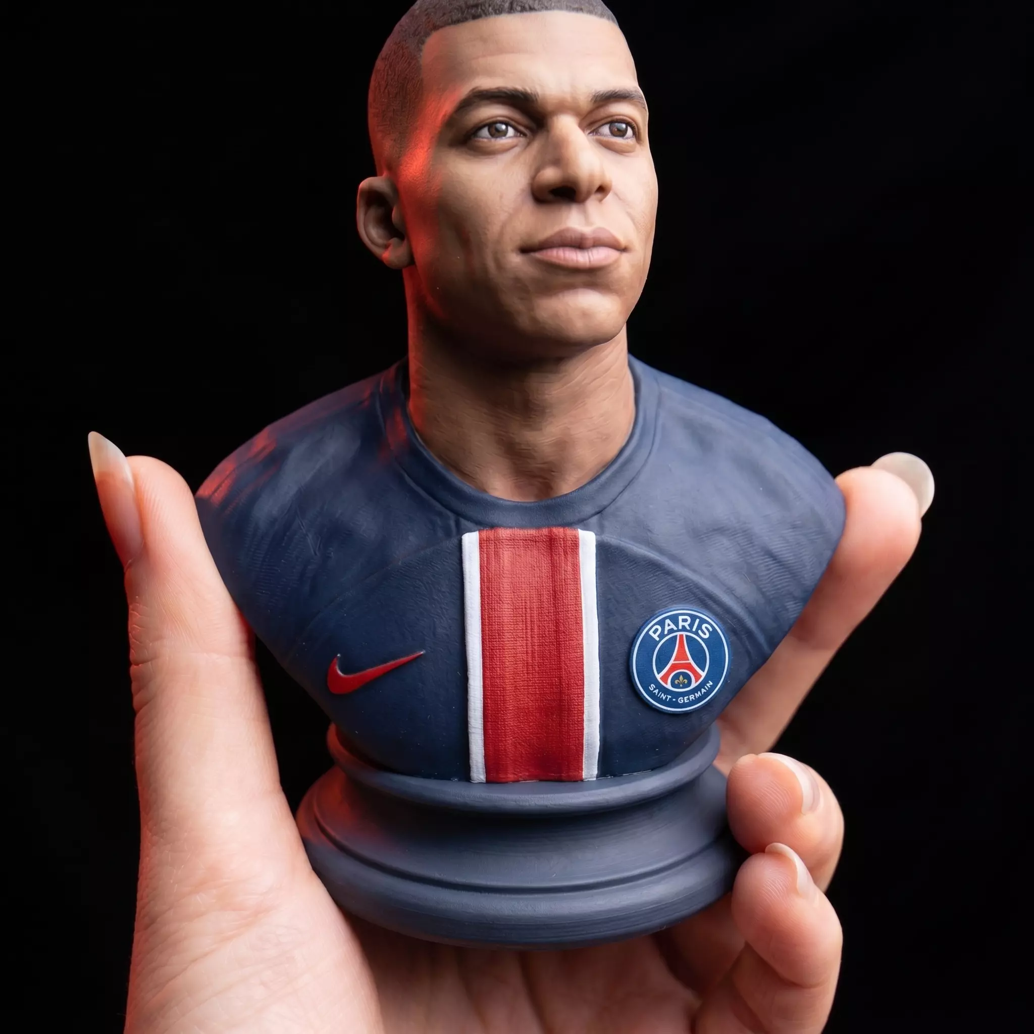 Kylian Mbappe PSG Bust French Football Legend Paris Soccer Portr 3D print model