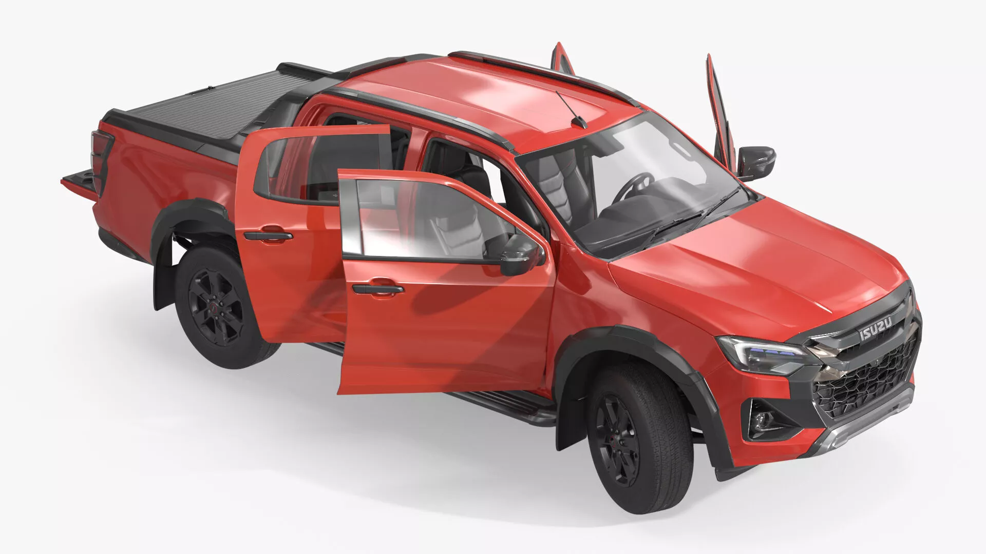 Isuzu D-MAX 4x4 Truck Red Rigged for Maya 3D model