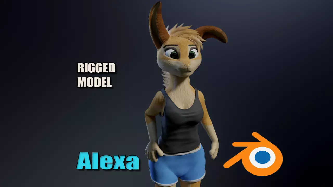 Alexa Anthro Rabbit Low-poly 3D model