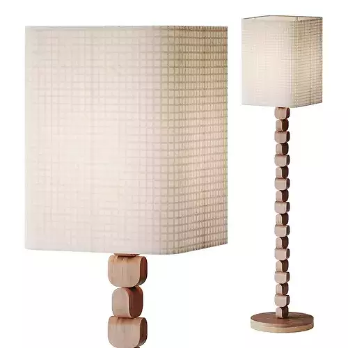 Vintage Wooden Floor Lamp 3D model 6