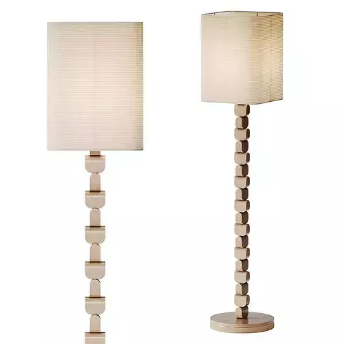 Vintage Wooden Floor Lamp 3D model 4