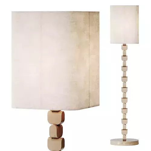 Vintage Wooden Floor Lamp 3D model 3