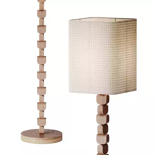 Vintage Wooden Floor Lamp 3D model 7
