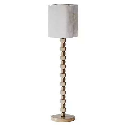 Vintage Wooden Floor Lamp 3D model 2