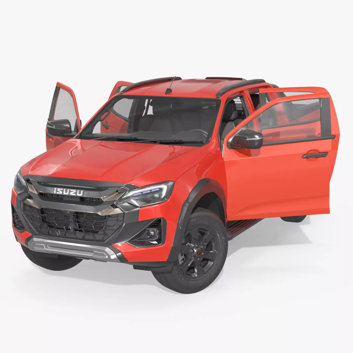 Isuzu D-MAX 4x4 Truck Red Rigged for Cinema 4D 3D model