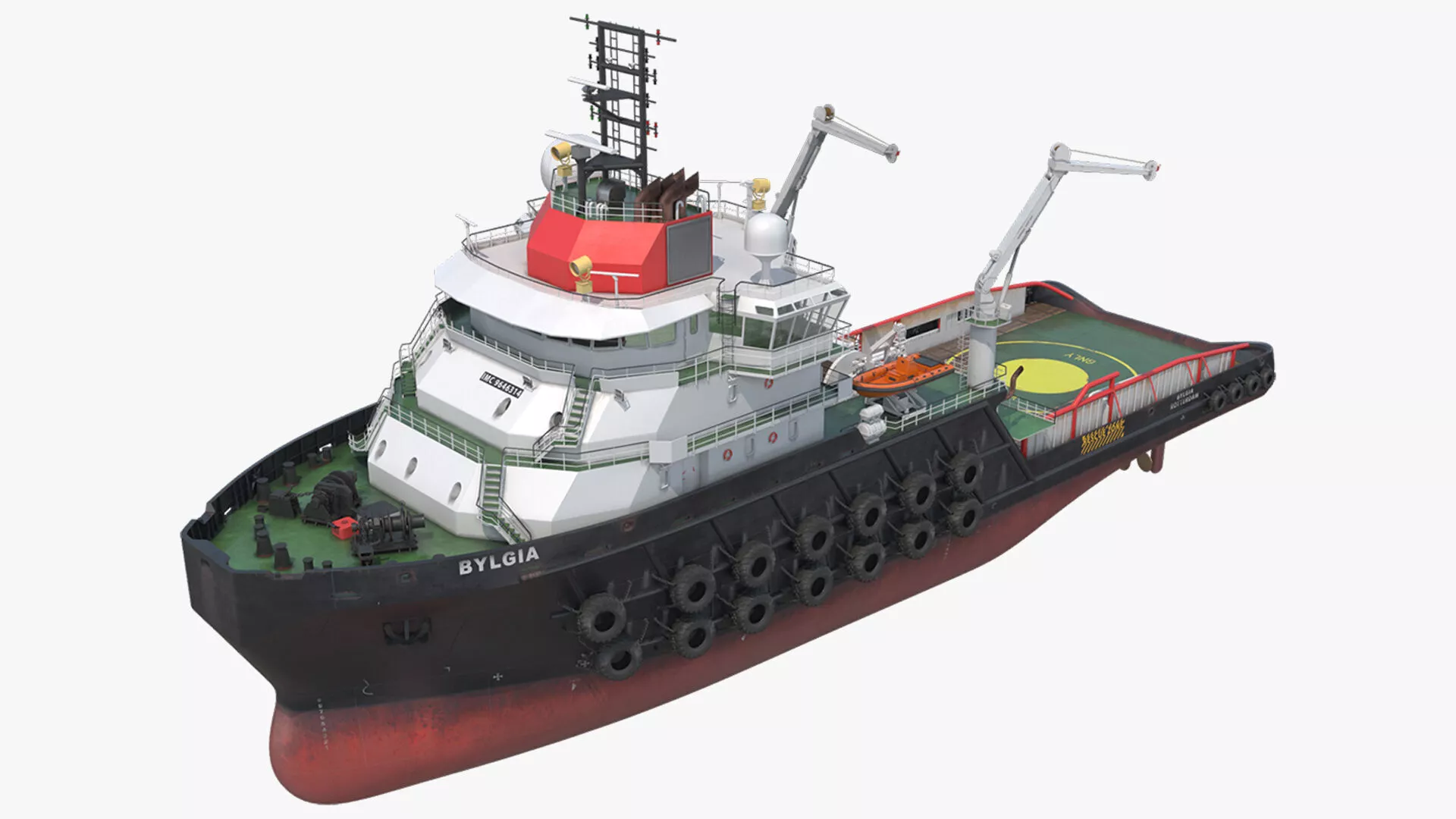 Bylgia Deep-Sea Anchor Handling Tug Rigged 3D model