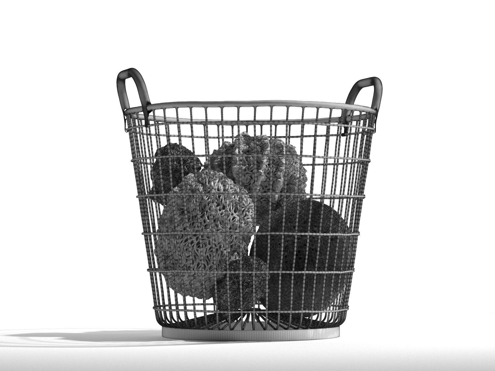 Schoolhouse Wire Basket with Sponges 3D model_1