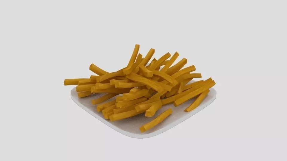 French Fries Plate 3D model_0