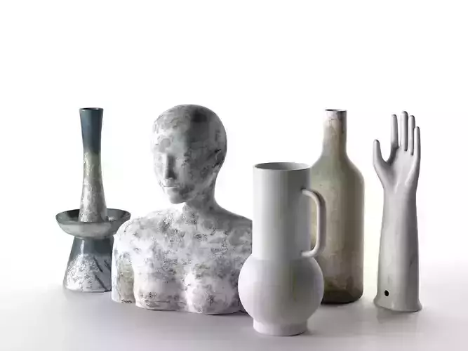 Sculptures Vases and Hand Composition
